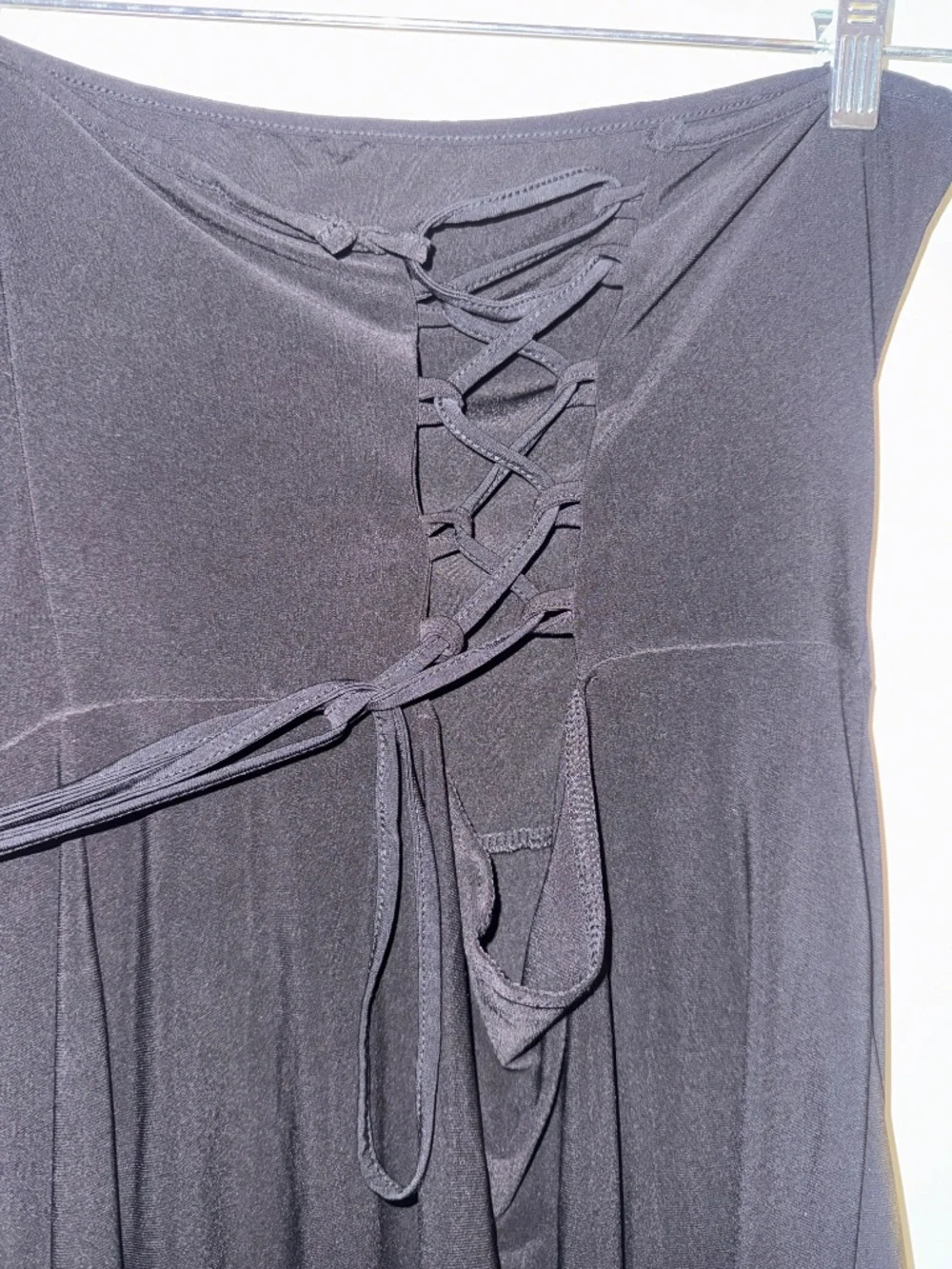 Strapless lace up back dress
